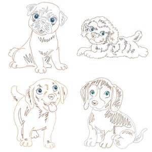 CUTE PUPPIES 1 (4inch) - 10 Maschine Stickerei Designs Sofortiger Download 4 x 4 Reifen (AzEB)