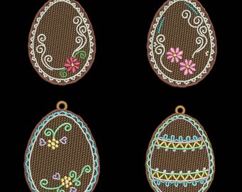 FSL GINGERBREAD EASTER (3INCH) - 10 Machine Embroidery Designs Instant Download 4 X 4 hoop (AzEB)