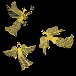 GOLDEN ANGELS (5inch) - 10 Machine Embroidery Designs Instant Download 5x5 hoop (AzEB)