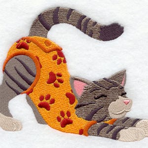 TABBY IN PJS - Machine Embroidered Quilt Blocks(AzEB)