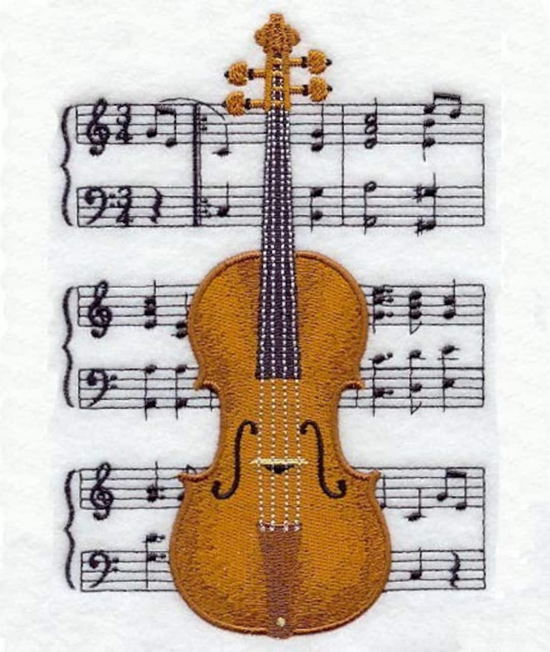 VIOLIN and SHEET MUSIC Machine Embroidery Quilt Blocksazeb Etsy