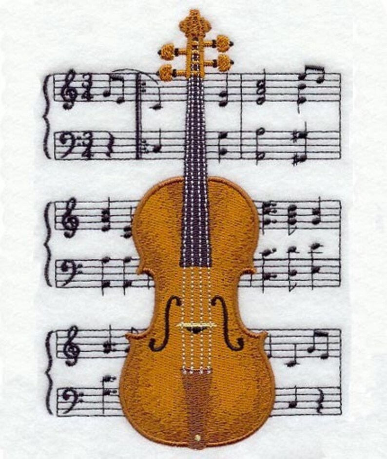 VIOLIN and SHEET MUSIC Machine Embroidery Quilt Blocksazeb Etsy