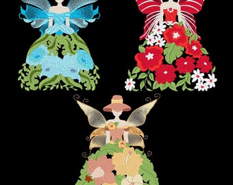 FLOWER FAIRIES (5inch) - 10 Machine Embroidery Designs Instant Download 5X5 hoop (AzEB)