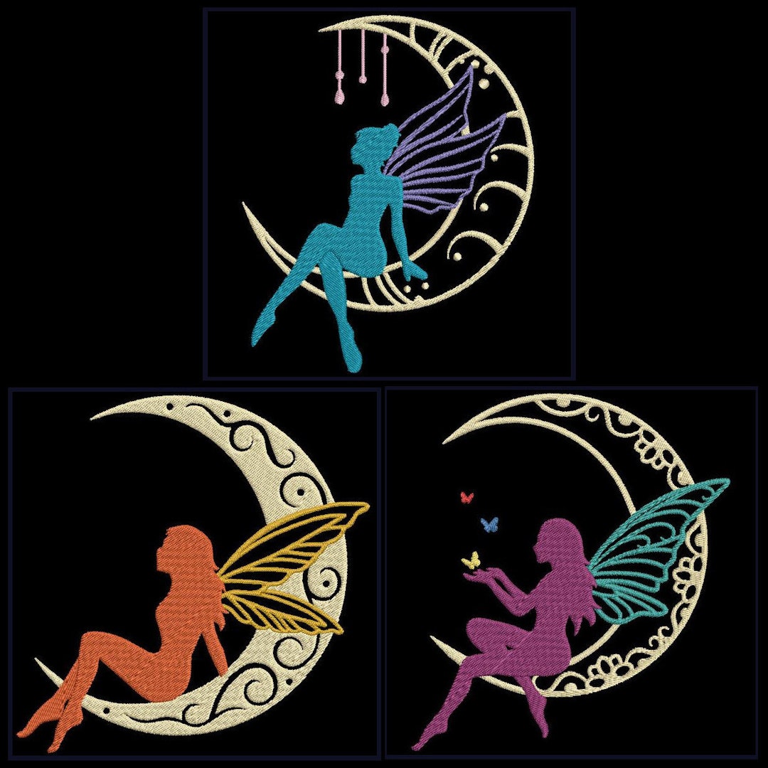 MOON FAIRIES (5inch) - 10 Machine Embroidery Designs Instant Download ...