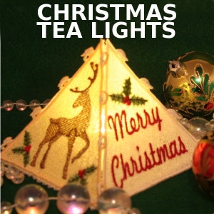 FSL CHRISTMAS TEA Lights (4 pouces) (dentelle autoportante)- 11 Machine Embroidery Designs Téléchargement instantané 4X4 cerceau (AzEB)