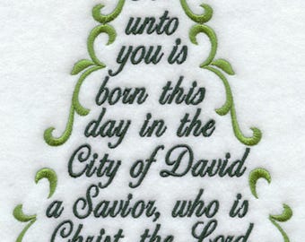 FOR UNTO YOU Christmas Tree - Machine Embroidery Quilt Block (AzEB)