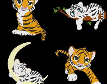 TIGER CUBS - 13 Machine Embroidery Designs Instant Download 4x4 5x7 6x10 hoop (AzEB)