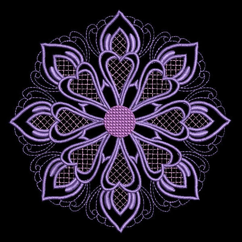 BLOOMING MEDALLIONS 4inch 12 Machine Embroidery Designs Instant Download 4x4 hoop AzEB image 10