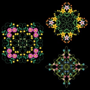 FLORAL QUILT BLOCKS (6 inch size) Pack- 10 Machine Embroidery Designs Instant Download 6x6 hoop (AzEB)