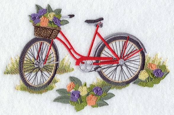 SCHWINN CRUISER With Flower Basket- Machine Embroidered Quilt