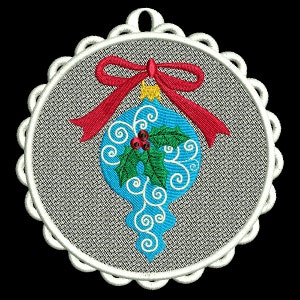 FSL CHRISTMAS ORNAMENTS #7- 1 Free Standing Lace Machine Embroidery Design Instant Download 4x4 5x5 6x6 hoop (AzEB)