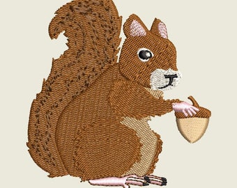 SQUIRREL WITH ACORN- 1 Machine Embroidery Design Instant Download 4x4 hoop (AzEB)