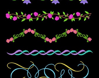 FANCY BORDERS #1 (4 inch) - 10 Machine Embroidery Designs Instant Download 4x4 hoop (AzEB)