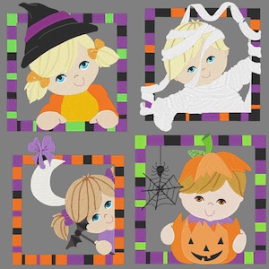HALLOWEEN KIDZ Were FRAMED (5inch)  - 12 Machine Embroidery Designs Instant Download 5x5 hoop (AzEB)