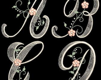 RIPPLE HEIRLOOM ALPHABET (3.88in)- 26 Machine Embroidery Designs Instant Download 4X4 hoop (AzEB)