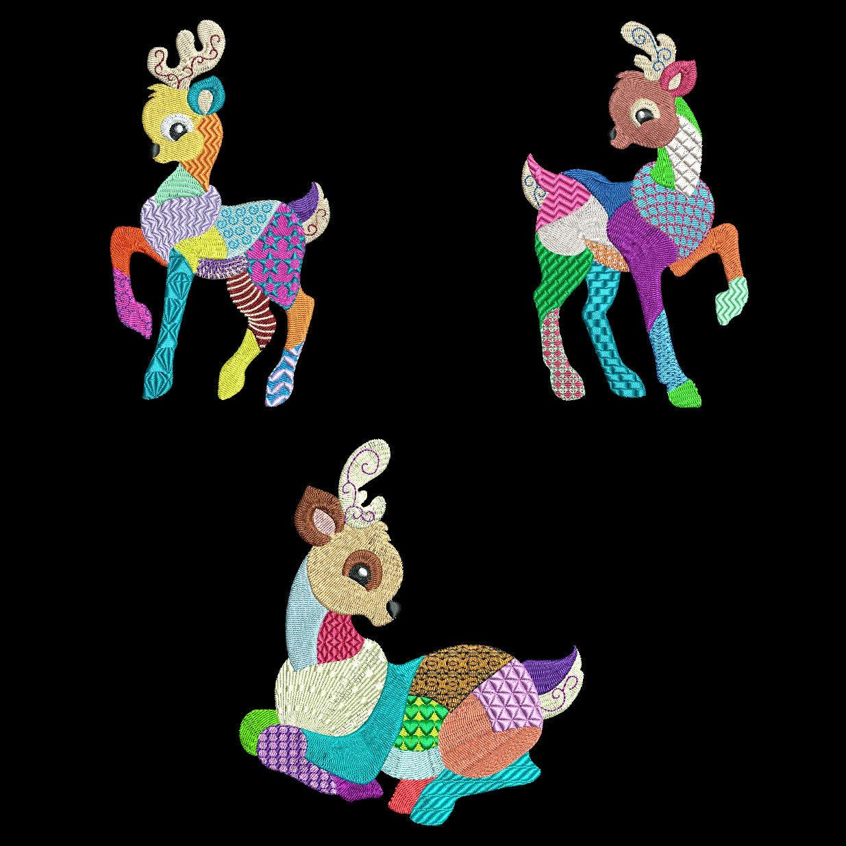 PATCHWORK REINDEER 6inch 10 Machine Embroidery Designs Etsy