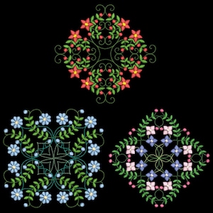 FLORAL QUILT BLOCKS (5 inch size) Pack- 10 Machine Embroidery Designs Instant Download 5x5 hoop (AzEB)