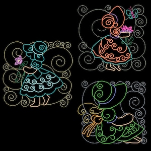 CURLY SUNBONNET SUE (6inch) - 10 Machine Embroidery Designs Instant Download 6x6 hoop (AzEB)