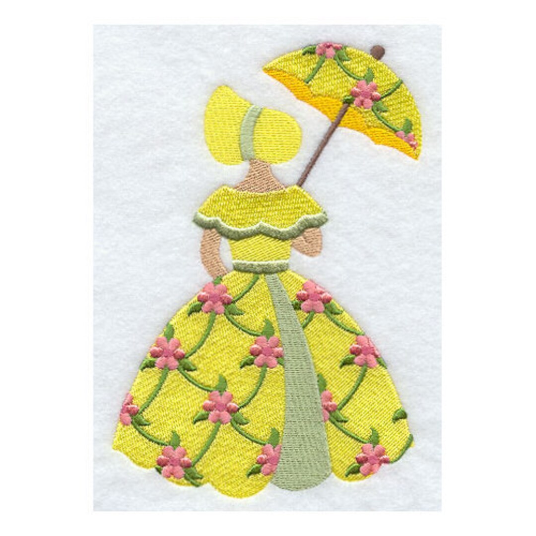FLORAL PRINT UMBRELLA Girl Machine Embroidered Quilt Blocks Etsy