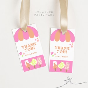 Edytowalny etykieta na lody Popsicle Party Digital Thank You Tag Kwiatowy drukowany etykieta na prezenty Dekor kwiatowy etykieta na lody Natychmiastowe pobieranie