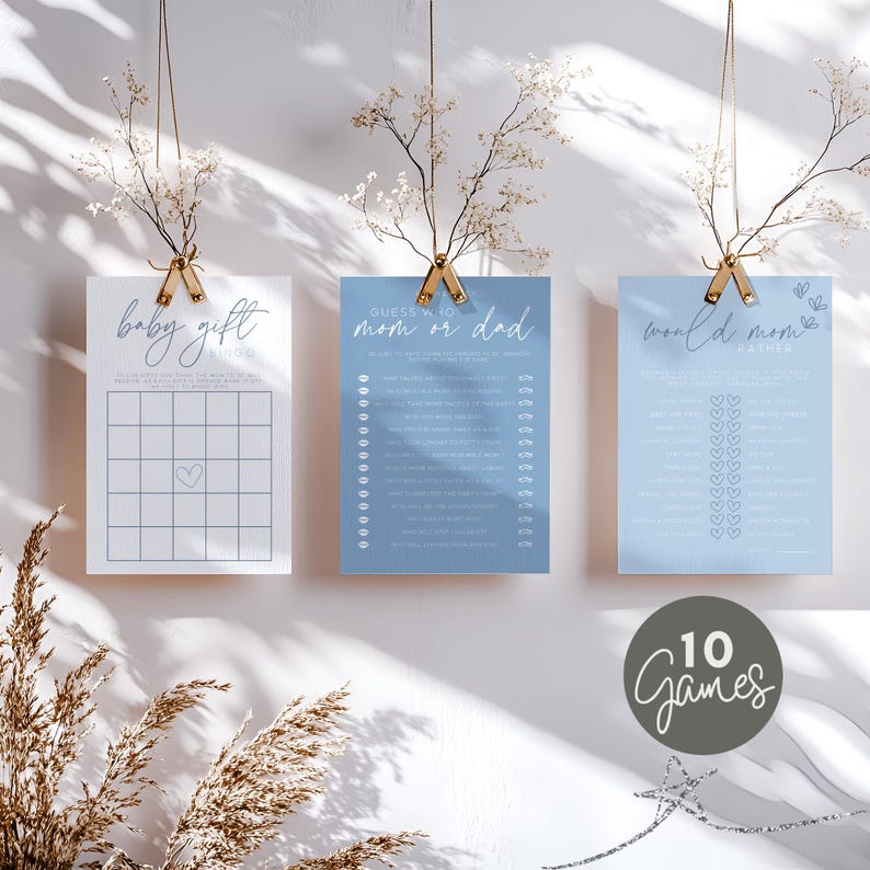 Blue Baby Shower Games Boy Baby Shower Printable Game Bundle Blue Baby ...
