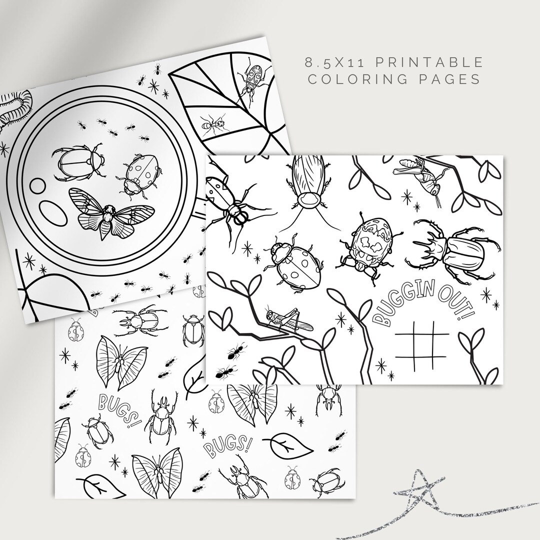 Bug Coloring Pages Bug Party Digital Coloring Pages Insect Party ...