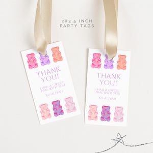 Bearbeitbares Gummibärchen Favor Tag Gummibärchen Party Digital Danke Karte Candy Party Druckbare Dekor Gummibärchen Geschenk Candyland Instant Download