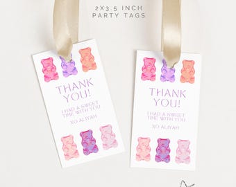 Bearbeitbares Gummibärchen Favor Tag Gummibärchen Party Digital Danke Karte Candy Party Druckbare Dekor Gummibärchen Geschenk Candyland Instant Download