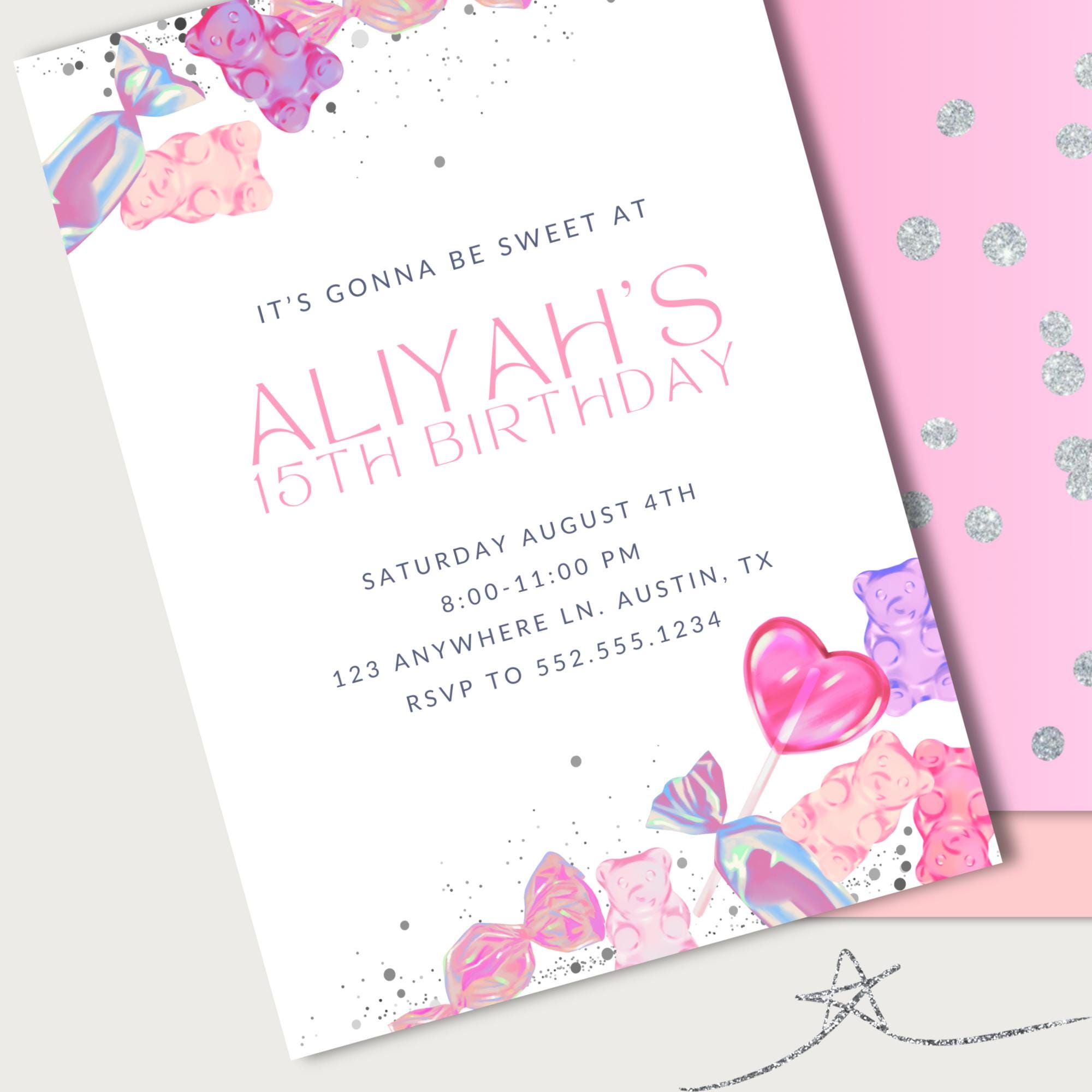 Editable Gummy Bear Birthday Invitation Gummy Bear Party Digital ...