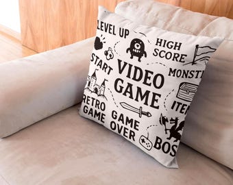 Video Game Pillow: Faux Suede Gamer Cushion Cover