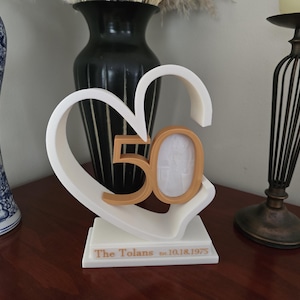 Personalized 50th Anniversary Heart Plaque: Golden Wedding Decor