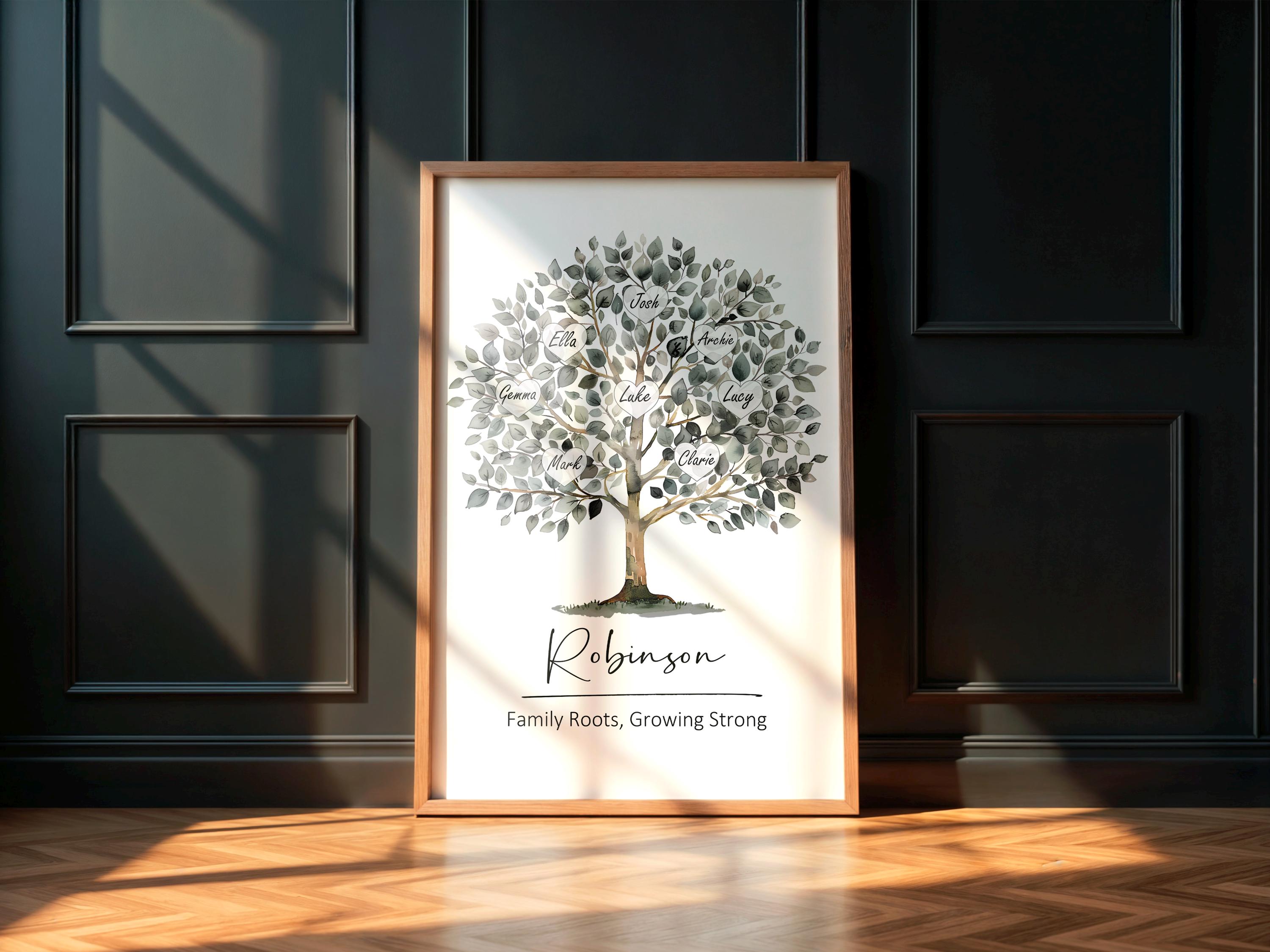 Personalized Family Tree Print | Custom Family Name Wall Art, Gift for ...