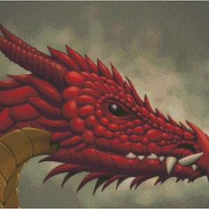 Red Dragon Cross Stitch Pattern