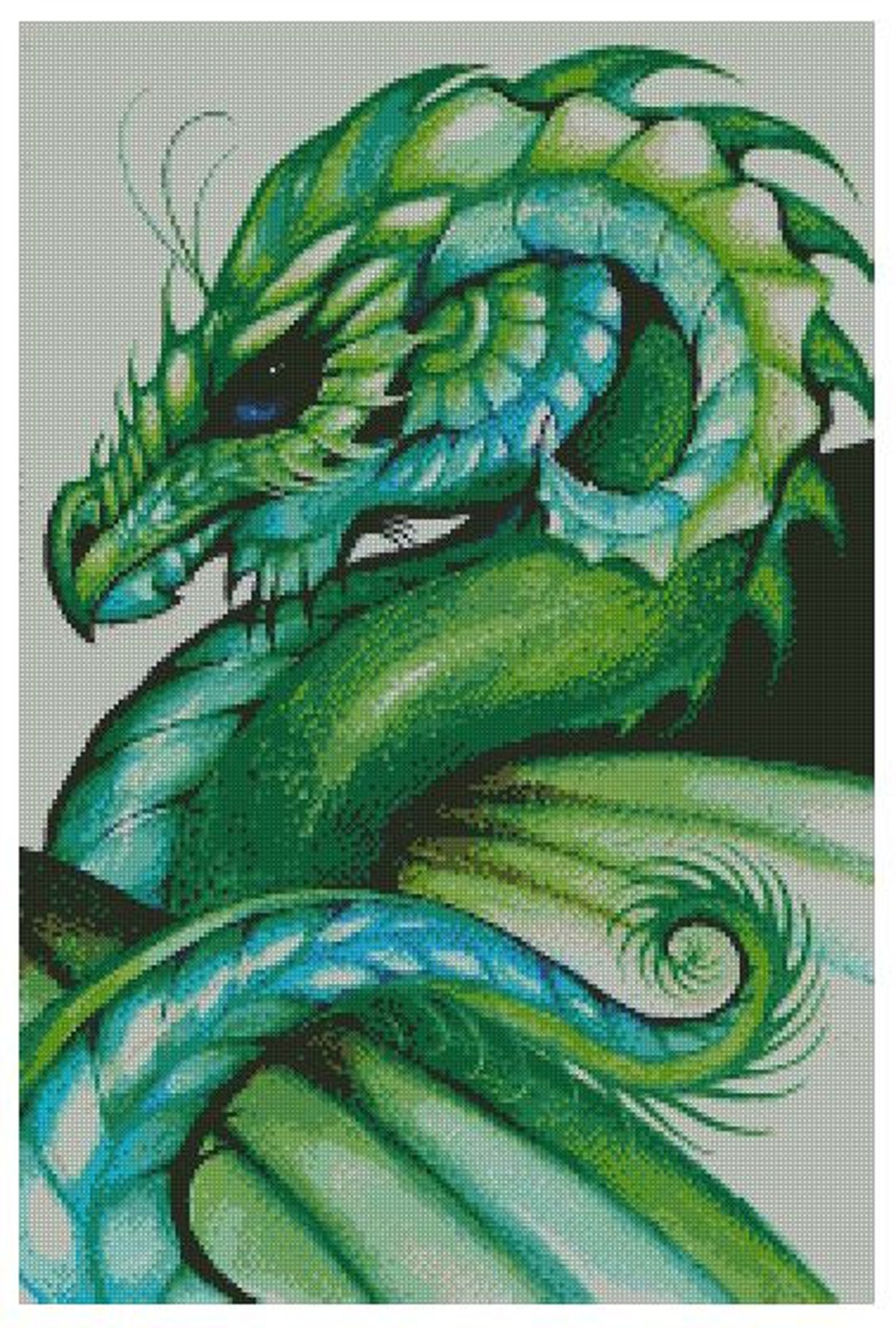 Green Dragon Cross Stitch Pattern - Etsy
