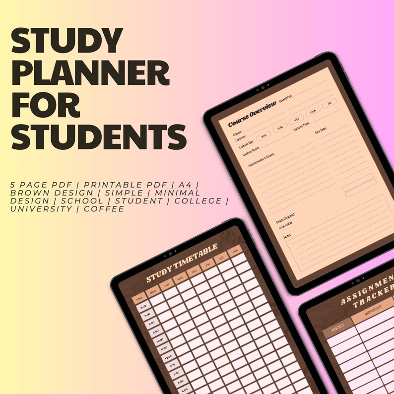 Printable Student Study Planner: Assignment & Grade Tracker (PDF Bundle ...