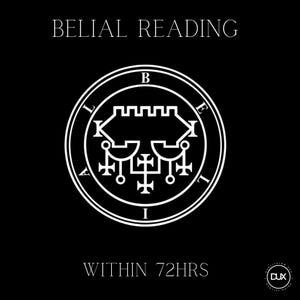 Könnte beinhalten: Ein Schwarzweißbild eines Siegels mit den Worten "BELIAL READING" oben und "WITHIN 72HRS" unten. Das Siegel ist ein Kreis mit einem weißen Rand und einem weißen Design im Inneren. Das Design beinhaltet ein Schloss, drei Kreuze und drei Kreise.