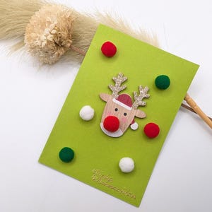 grüne Weihnachtskarte, Rentier