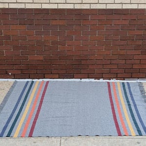 Pendleton randig ullfilt grå flerfärgad frans 51 x 66 bild 5