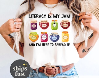 Literacy Is My Jam T-shirt | Reading Teacher Tee, Literacy Specialist, English Coach