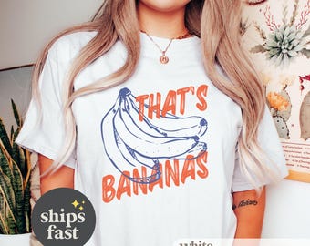 Camiseta gráfica de plátano, camiseta de frutas para hombres y mujeres, estética vintage, camiseta gráfica retro, camiseta divertida de comida, camiseta unisex teñida en prenda con un toque de humor.