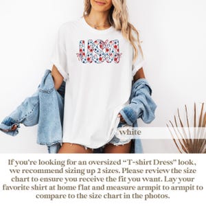 Coquette USA Comfort Colors T-Shirt: Patriotic Floral Bow Tee