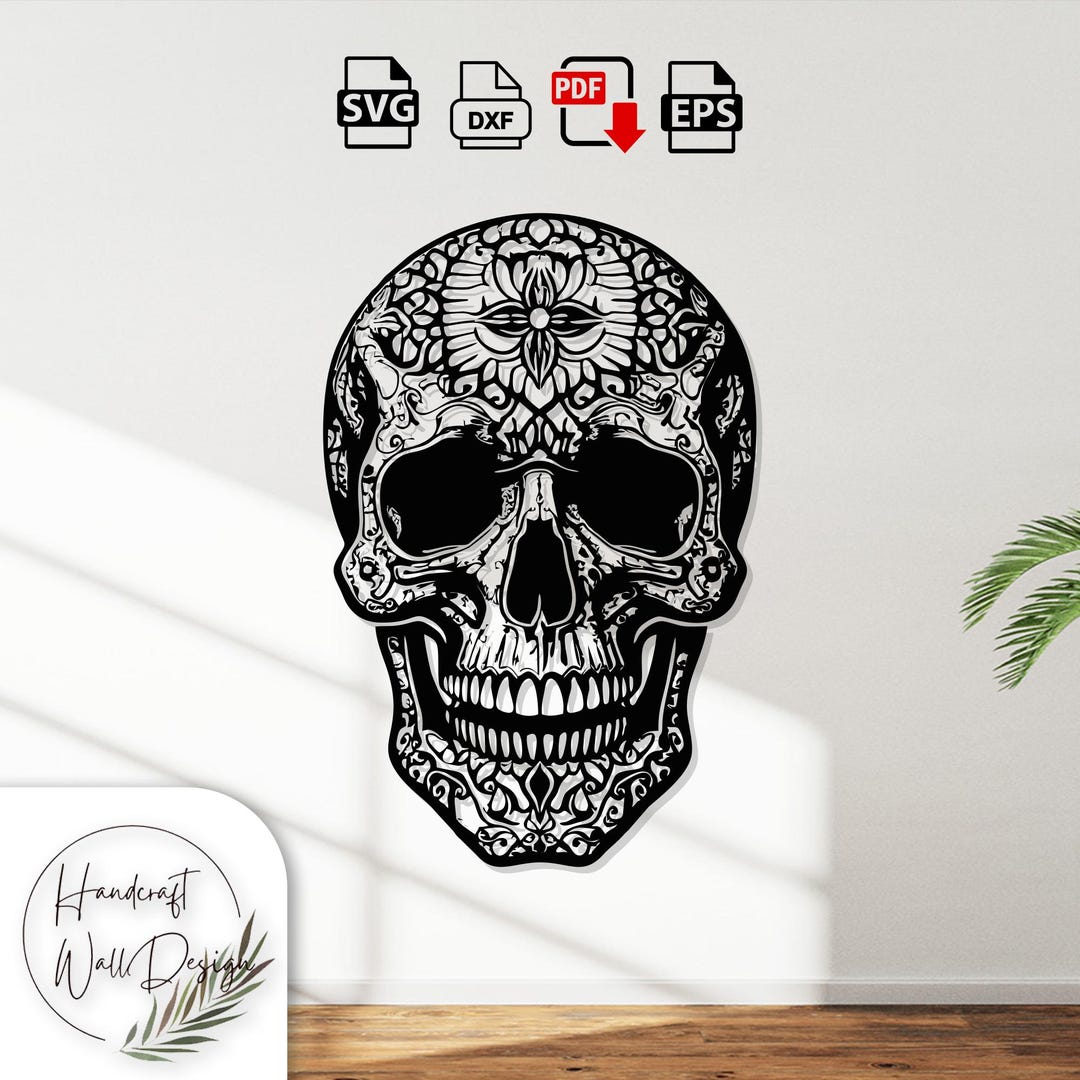 Skull DXF, SVG Files ,laser Cut , Cnc Cut, Bomb, Wall Decor, Svg, Dxf ...