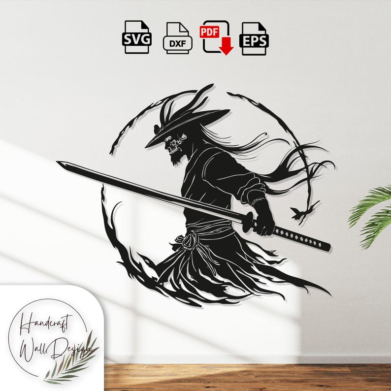Samurai Katana DXF, SVG Files ,laser Cut , Cnc Cut, Bomb, Wall Decor ...