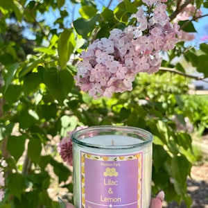 Lilac & Lemon Soy Candle - Recycled glass jar candle- fresh floral aroma - bright citrus scent