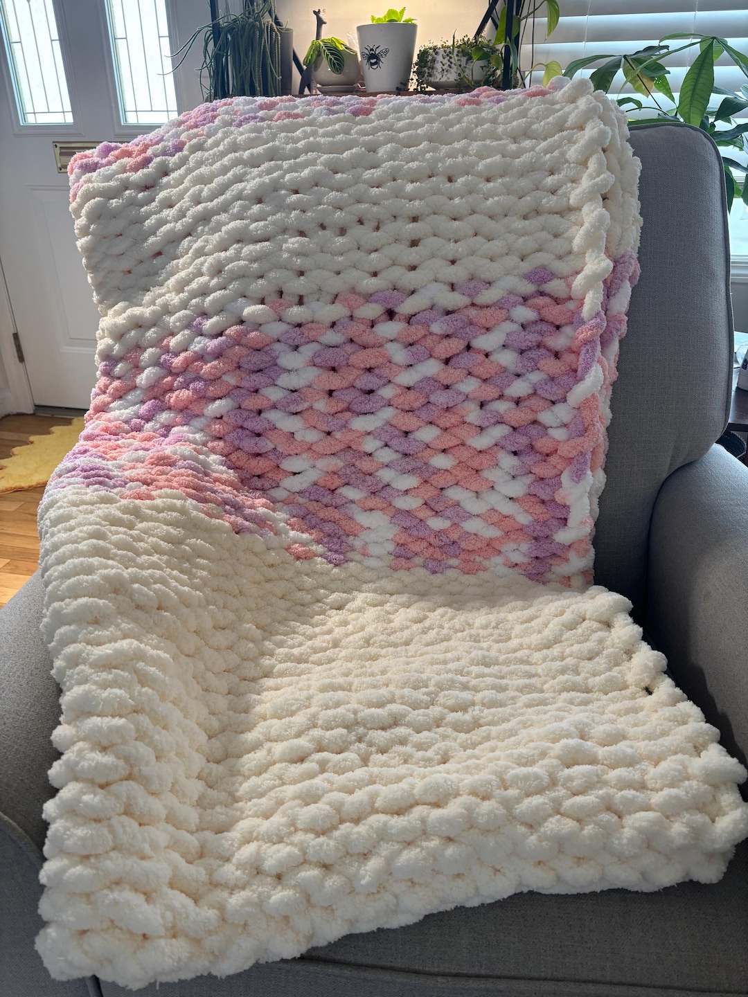 Mango Pastel Pattern Print Hooded Blanket