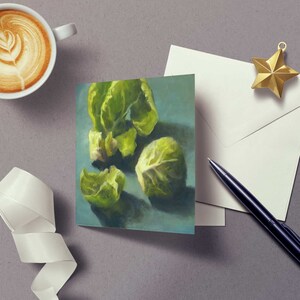 Cartes de correspondance choux de Bruxelles avec enveloppes - cartes de correspondance artistiques pour cartes de Noël laïques modernes - jeux de cartes de voeux vierges pour cadeaux de chef