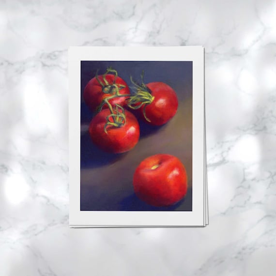 Realism Tomato Art Print Modern Still Life for Kitchen Wall or Dining Room Decor. Size 4x6 to 11x14 inch on high quality fine art paper
