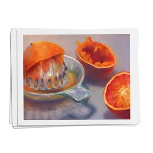Sinaasappels van 5 x 7 of 4 x 5 inch op Fine Art-papier. Moderne keuken wanddecoratie. Stilleven met citrusvruchten