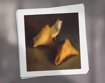 Impression d'art Fortune Cookie, 4 x 4 - 12 x 12 pouces. Porte-bonheur drôle, cadeau d'humour noir pour les diplômés. Nature morte de cuisine de mauvaise humeur. Décoration murale de bureau originale