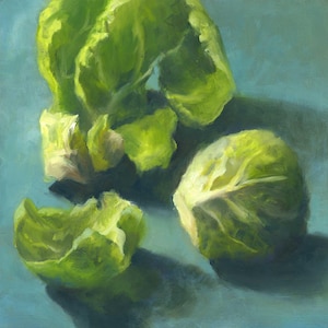 Square Art Print of Vegetable Painting Still Life for Turquoise Kitchen Wall Decor. 4x4 - 12x12 inch on archival fine art paper